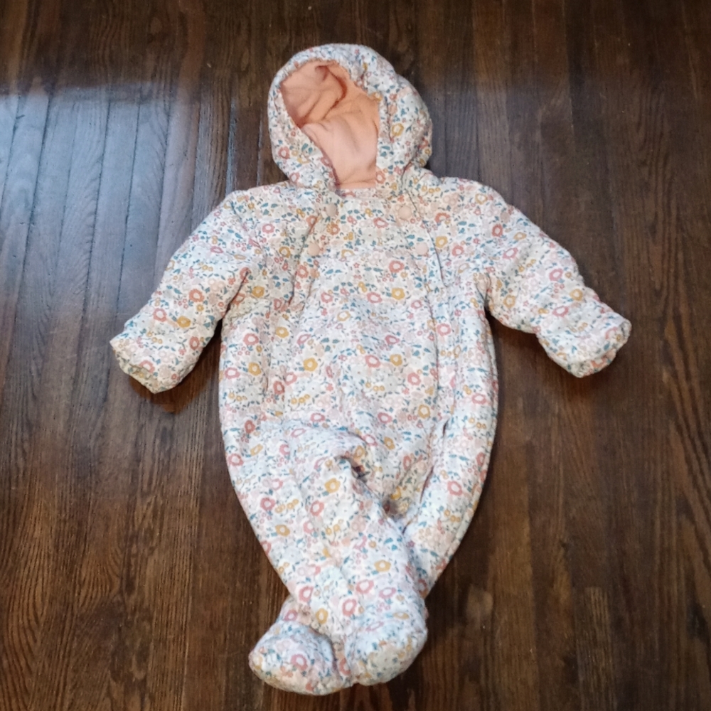 M&S Marks and Spencer London Fleece Winter Warm Zip Up Body Suit 6-9 Months EUC